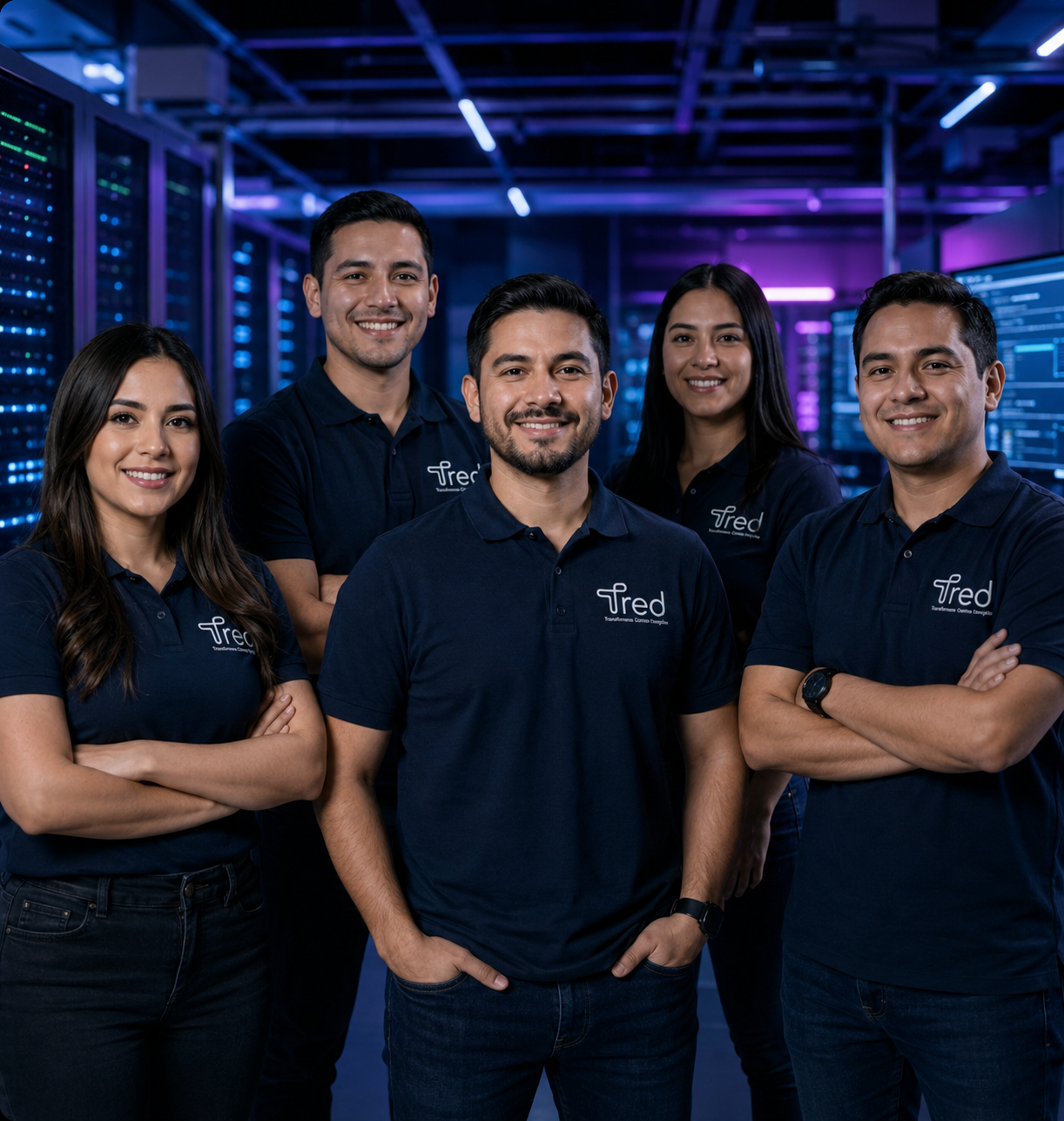 Equipo TRED con uniforme en data center